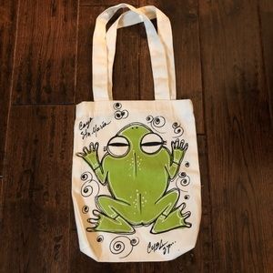 Hand Painted Frog Mini Tote Bag